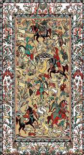 نخ و نقشه تابلو فرش طرح شکارگاه (کد A23-499)